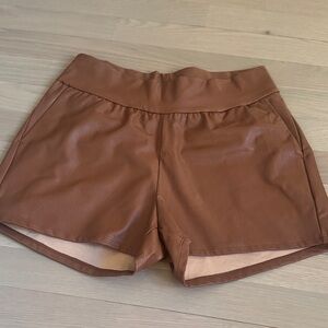 Commando Brown Faux Leather High Waist Shorts
